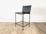 Saddle Leather Straight Leg Barstool Counter Height Chairs