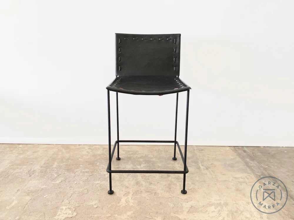 Saddle Leather Straight Leg Barstool Counter Height Chairs