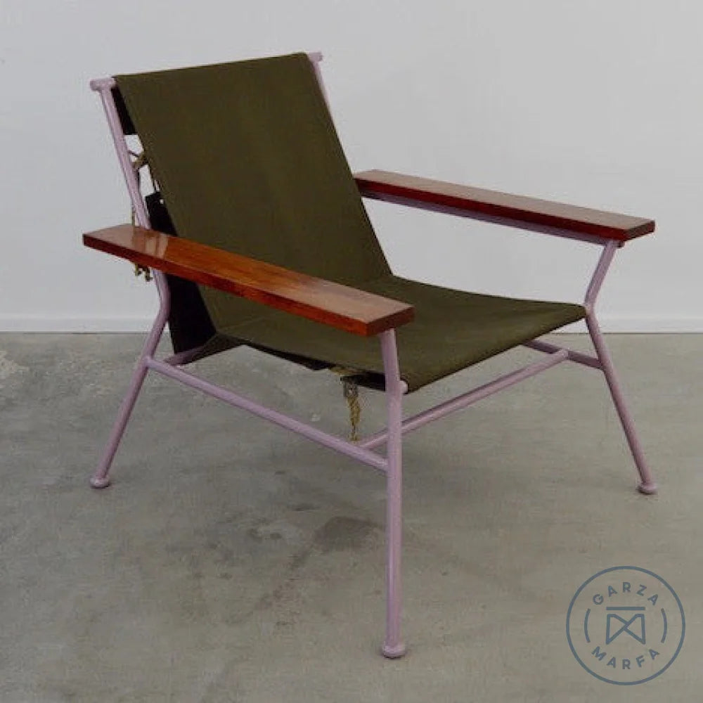 Sling Arm Chair Army Green Canvas / Mauve (RAL 4009) Chairs