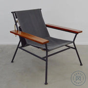 Sling Arm Chair Gray Canvas / Satin Black Chairs