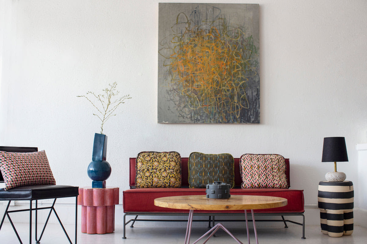 Garza Marfa Upholstered Saddle Leather Boxy Sofa