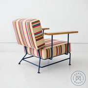 Upholstered Boxy Armchair - Cranberry Stripe Chairs