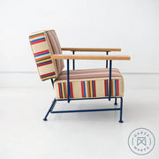 Upholstered Boxy Armchair - Cranberry Stripe Chairs