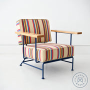 Upholstered Boxy Armchair - Cranberry Stripe Chairs