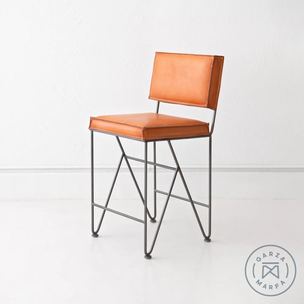 Upholstered Saddle Leather Counter Height Barstool Chairs