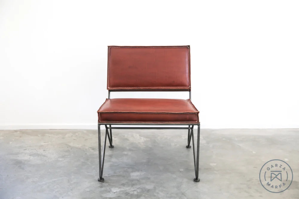 Upholstered Saddle Leather Lounge Chair