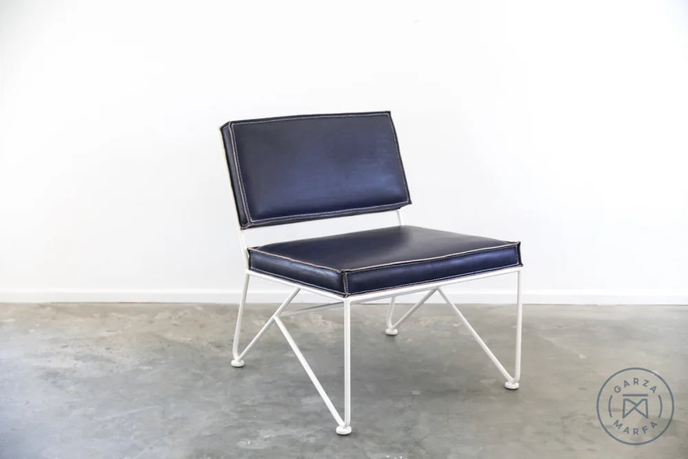 Upholstered Saddle Leather Lounge Chair - Thumbnail 5