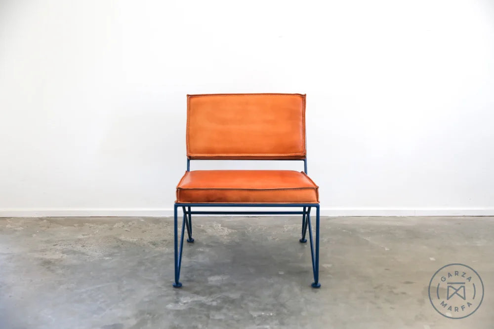 Upholstered Saddle Leather Lounge Chair - Thumbnail 4