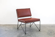 Upholstered Saddle Leather Lounge Chair Chocolate / Natural Steel Chairs