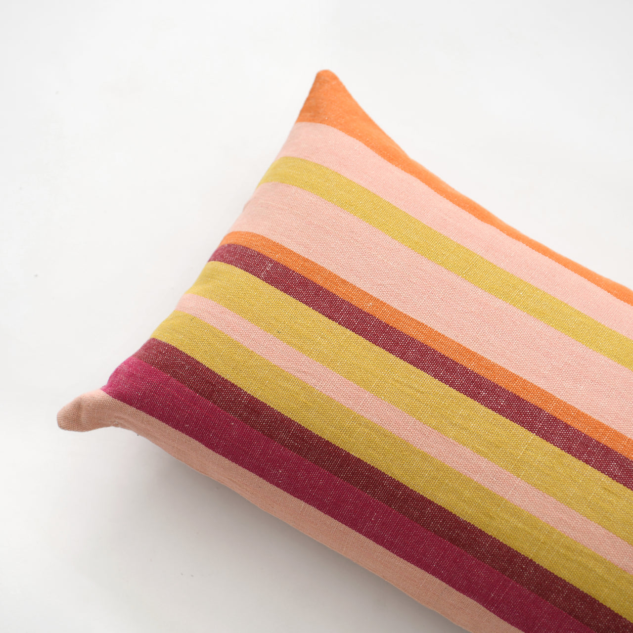 Garza Marfa Stripe Bolster Pillow - 14" x 28": Rose Burgundy