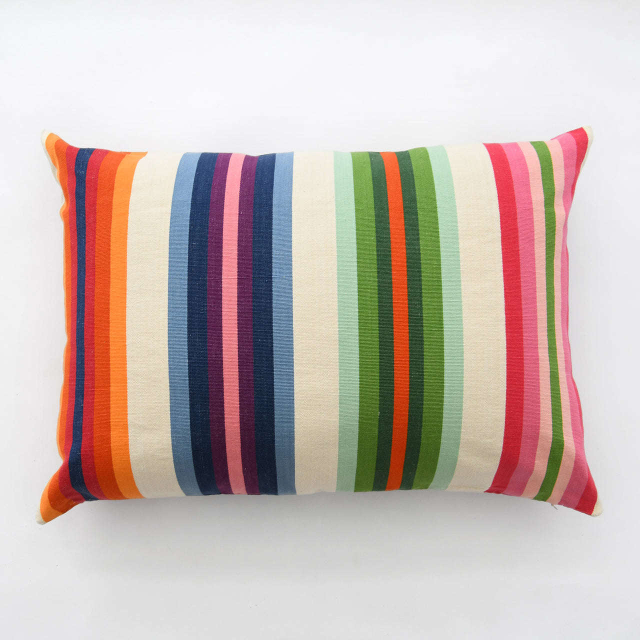 Garza Marfa Cotton Canvas 20" x 28" Bolster Pillow: Rainbow Stripe
