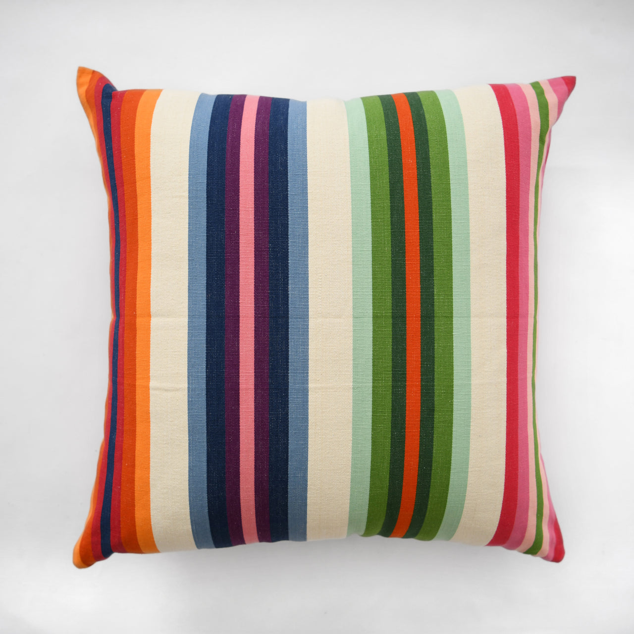 Garza Marfa Cotton Canvas Square Pillow 26"x 26": Rainbow Stripe