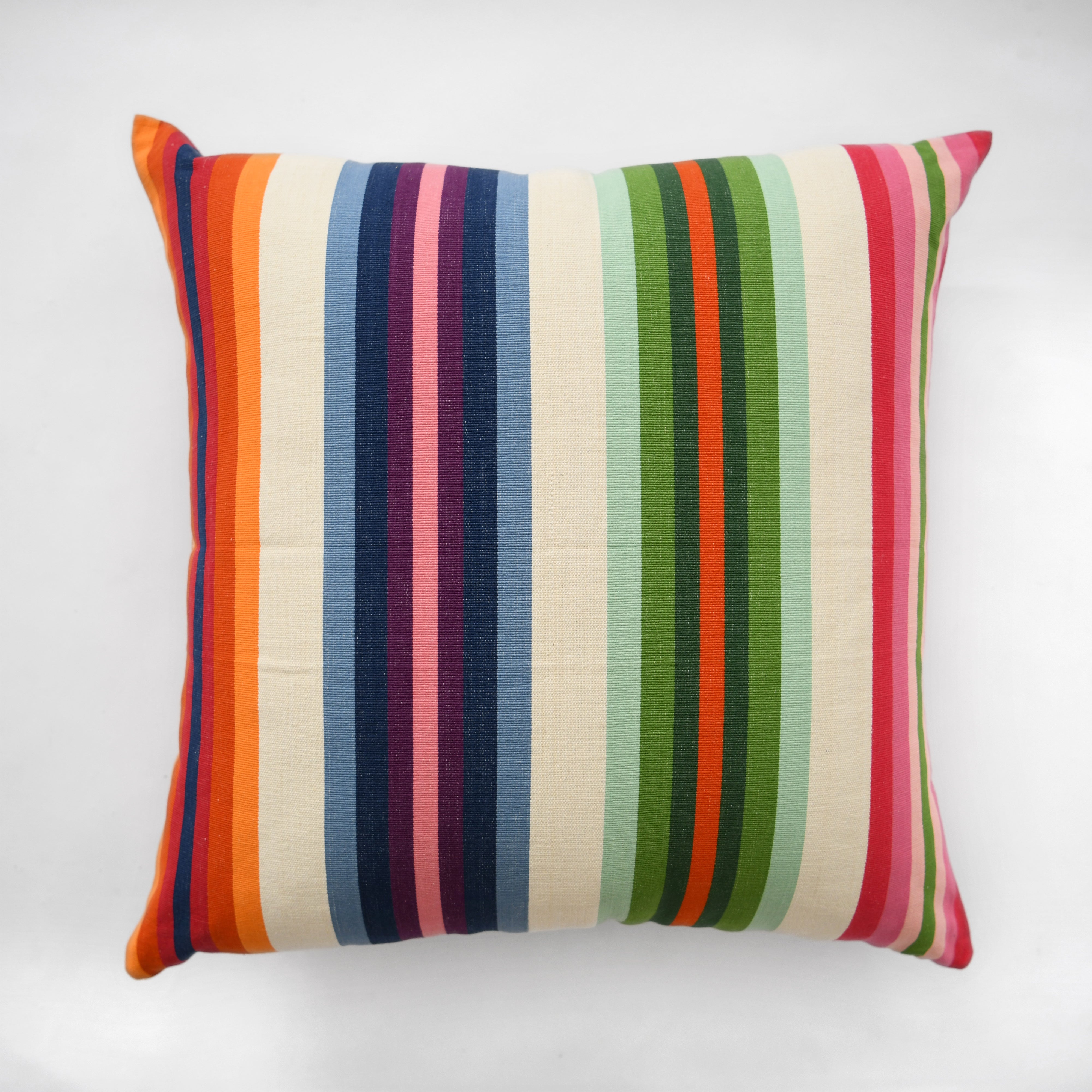 Rainbow Stripe Cotton Square Pillow 26