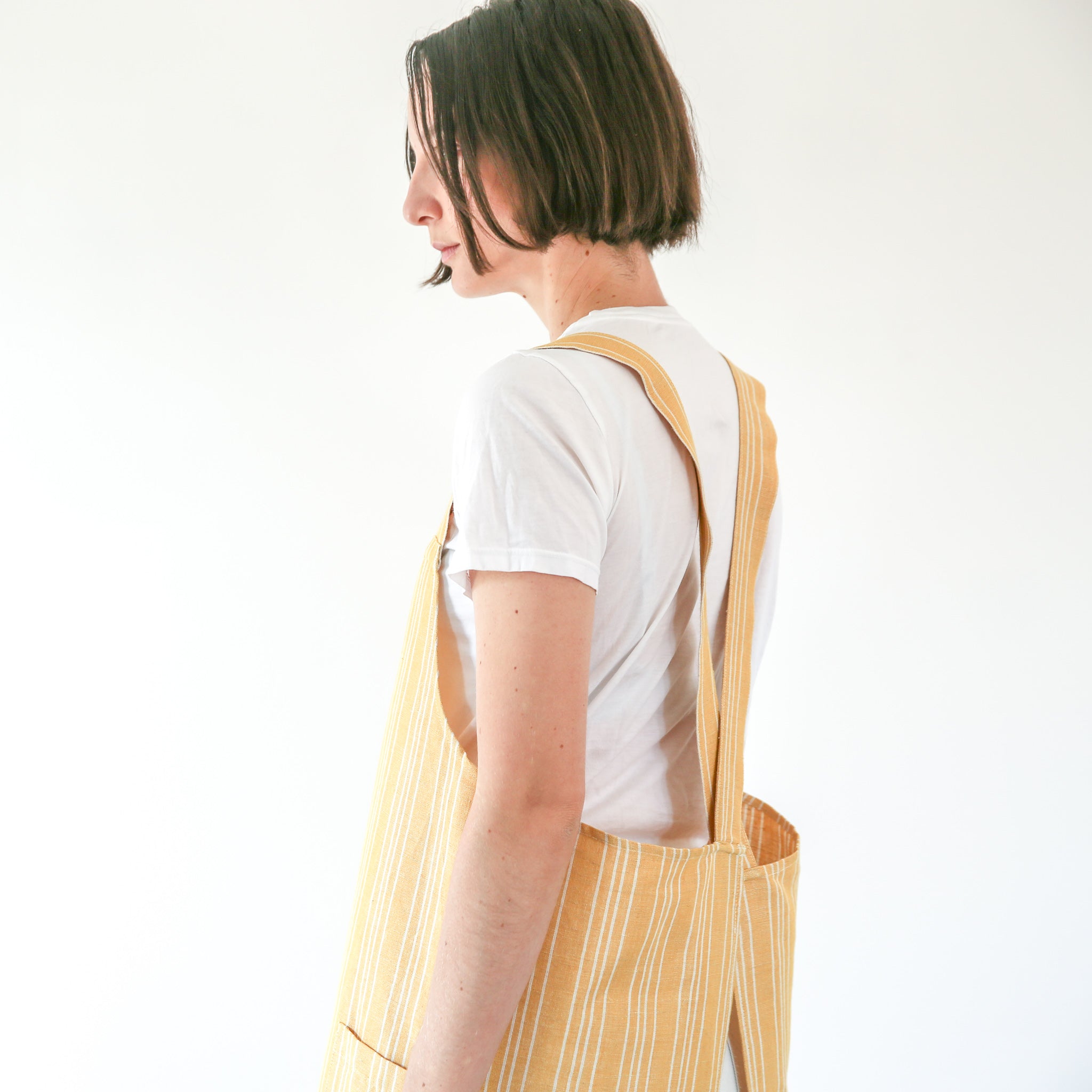 Linen / Cotton Crossback Apron - Marigold – Garza Marfa