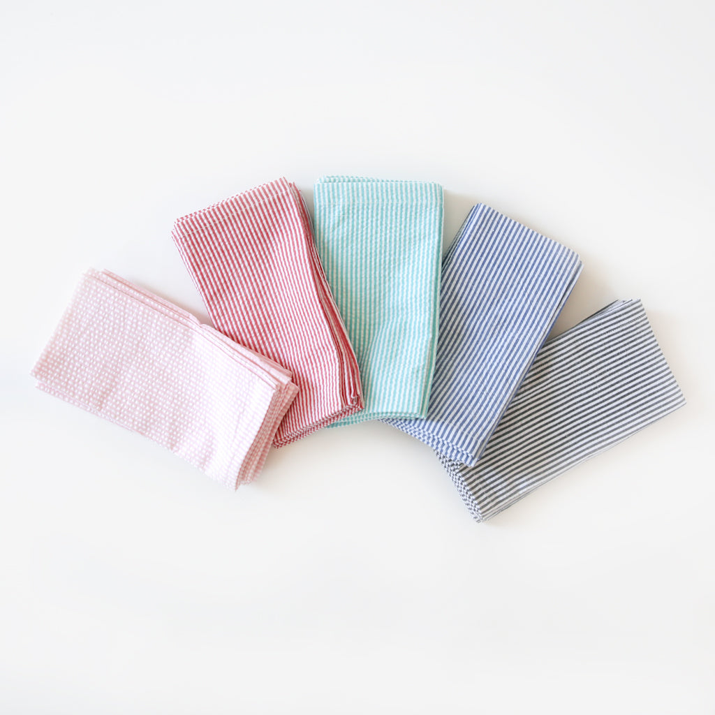 Seersucker Striped Napkins, Set of 4 Garza Marfa