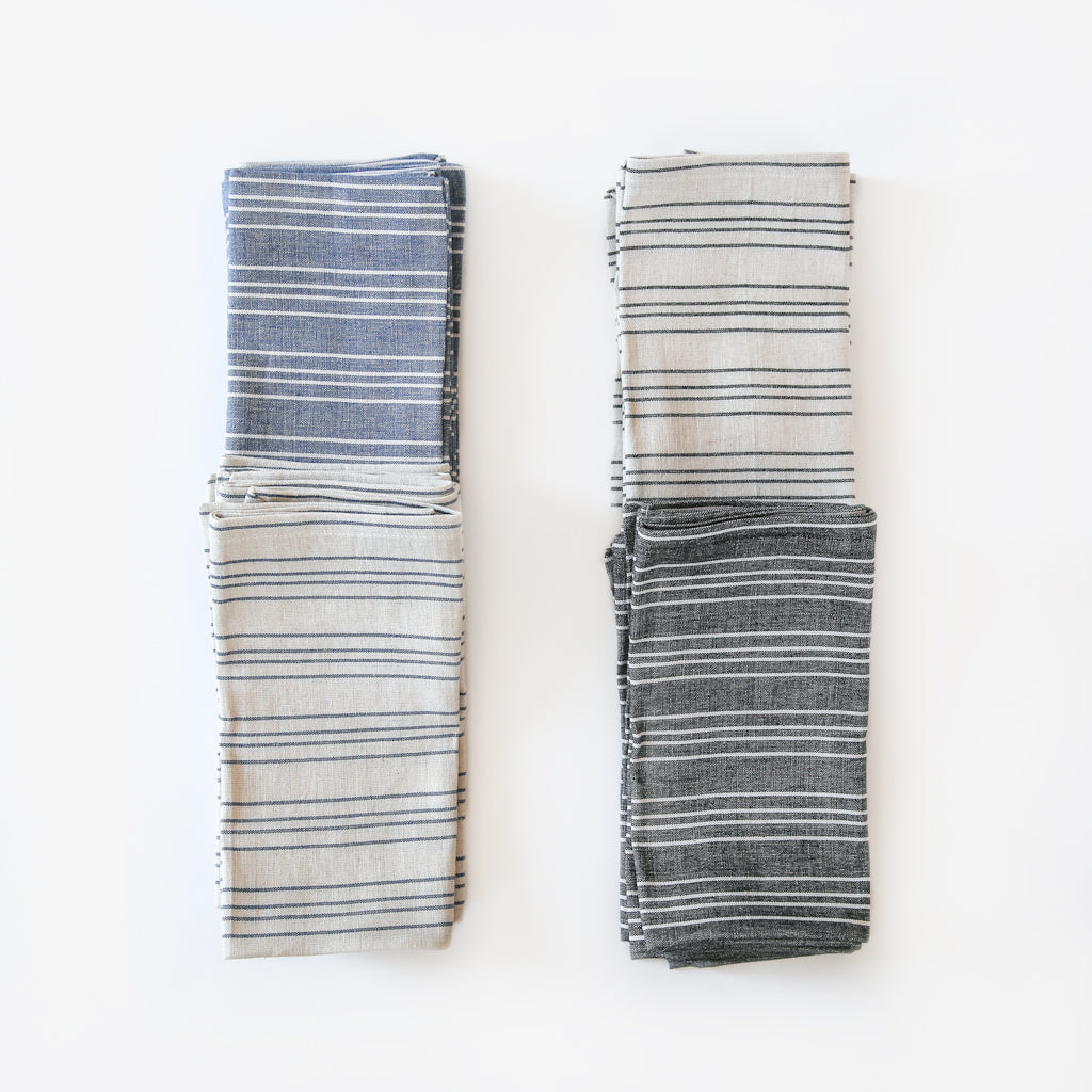 Linen / Cotton Small Ticking Napkins, Set of 4