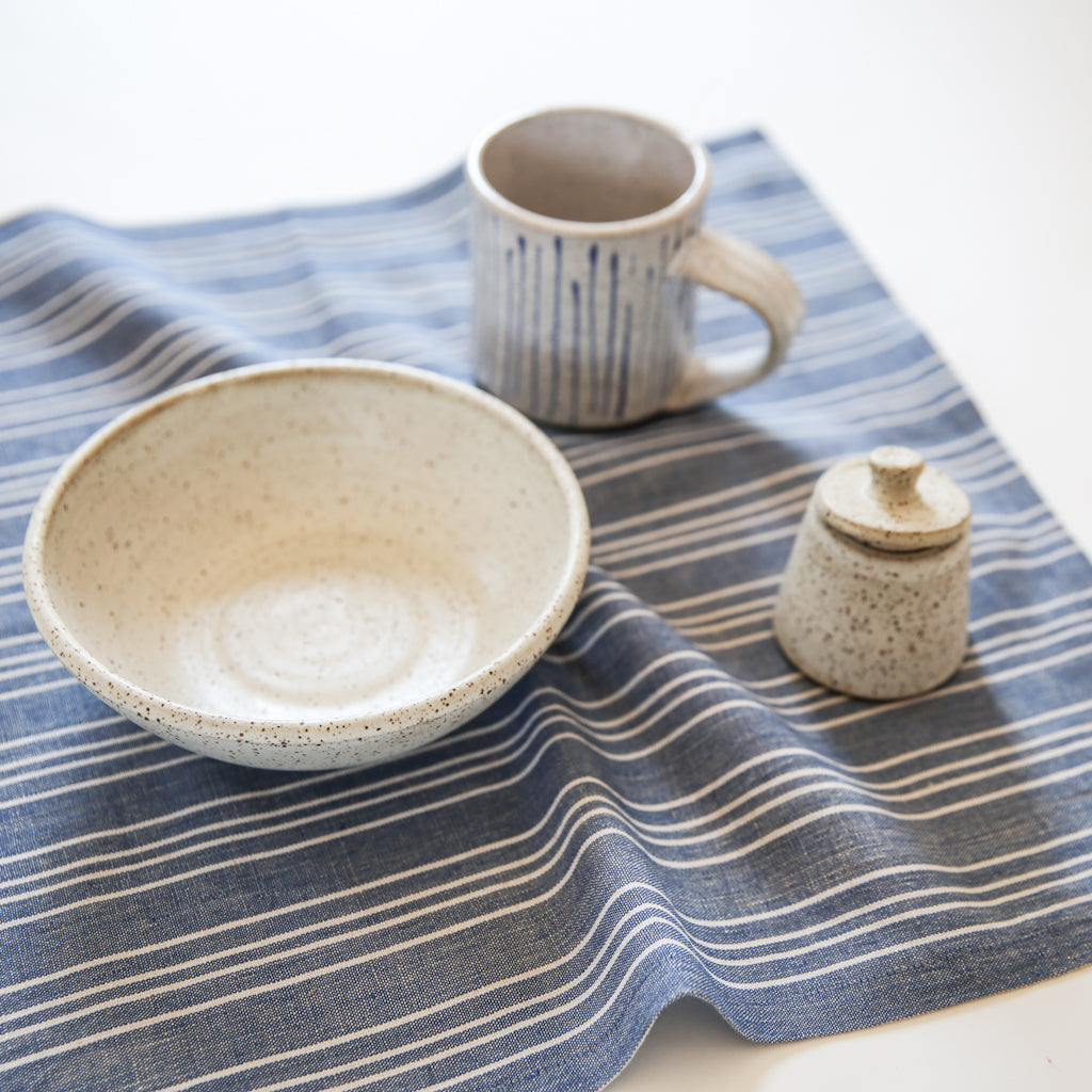 Linen / Cotton Small Ticking Napkins, Set of 4