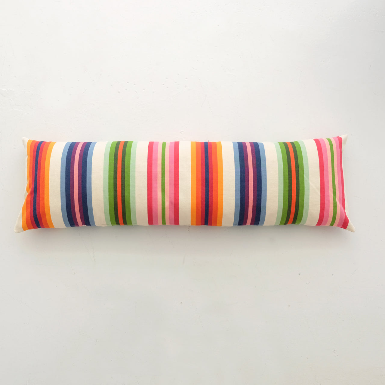 Garza Marfa Cotton Canvas 18" x 58" Bolster: Rainbow Stripe