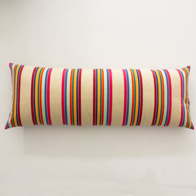 Cotton Cranberry Stripe Bolster Pillow