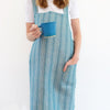 Linen / Cotton Small Ticking Crossback Apron Teal