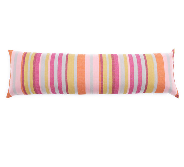 Linen/Cotton Stripe 58" Bolster - Burgundy Stripe