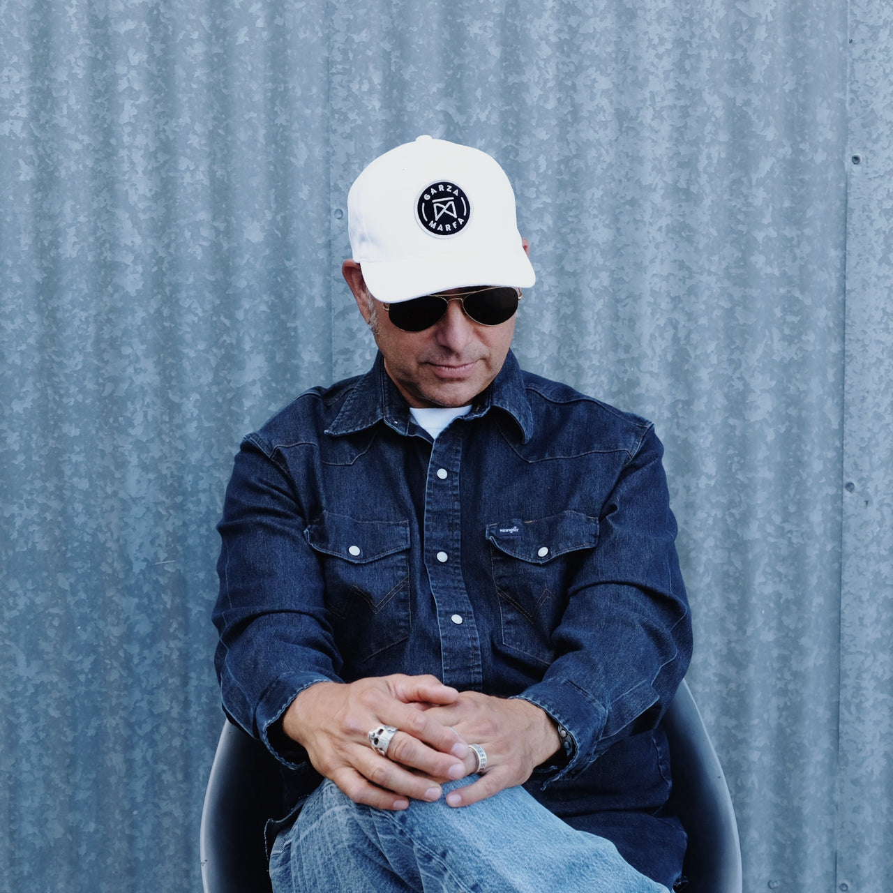 Garza Marfa Cap - White Cotton Cap with Grey logo