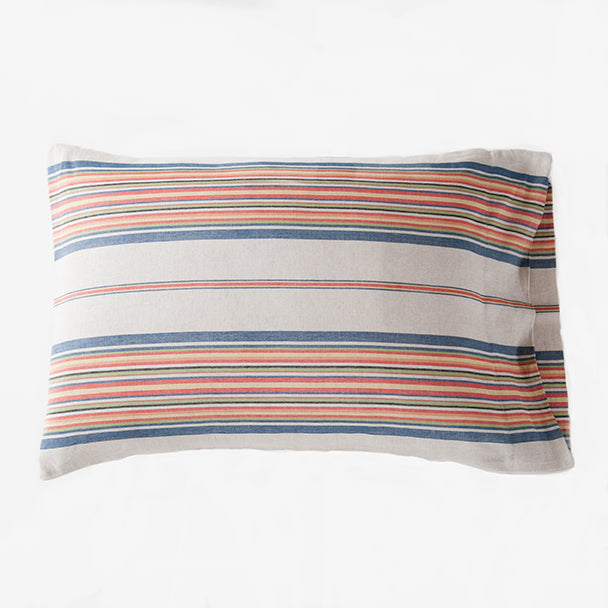 Garza Marfa Linen + Cotton Pillowcase: Multi Stripe