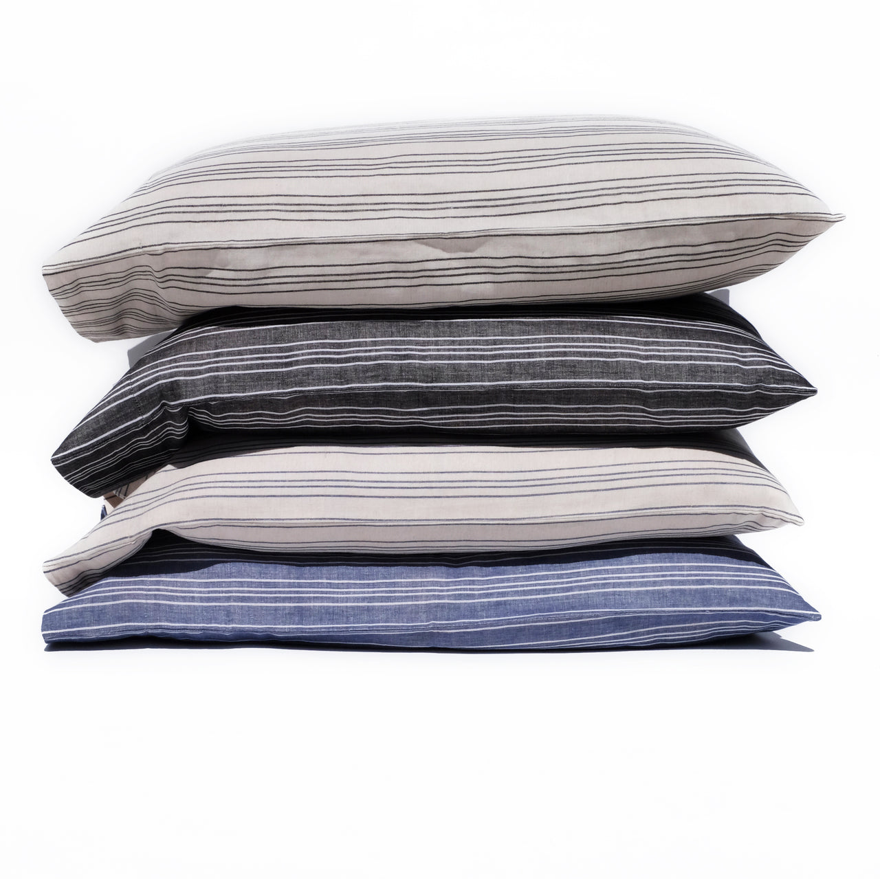 Garza Marfa Linen + Cotton 20 X 31" Pillowcase: Black-Ivory, Ivory-Black, Blue-Ivory, Ivory-Blue Striped Ticking