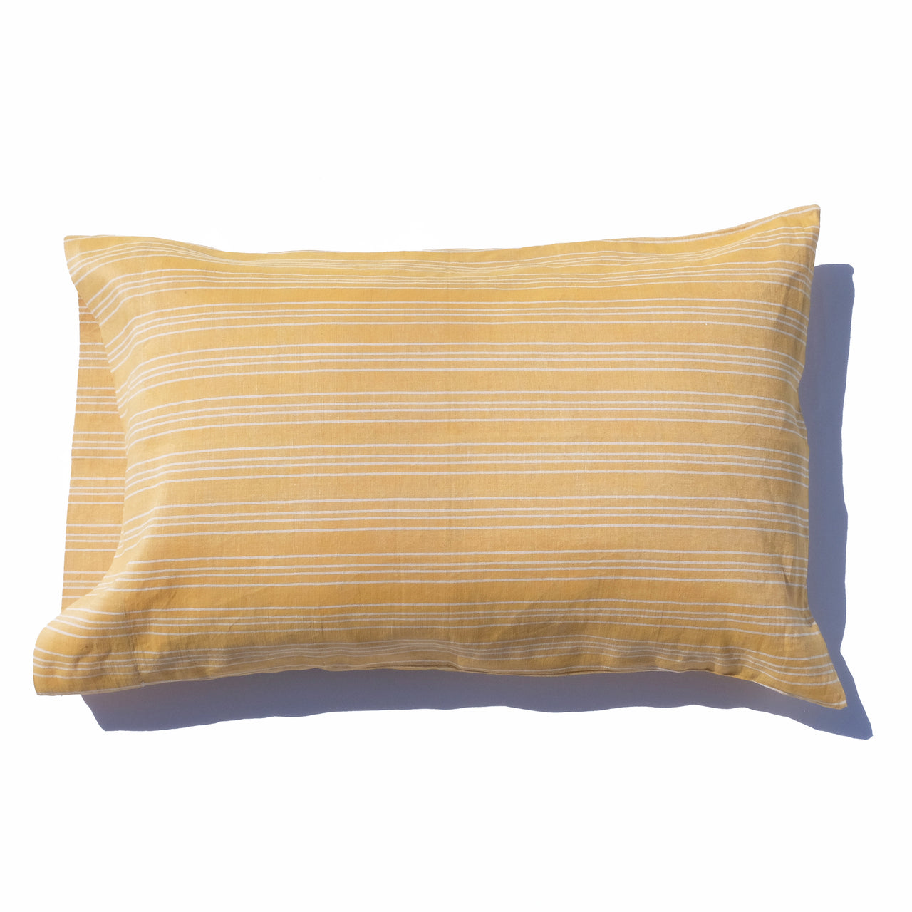 Garza Marfa Linen + Cotton 20 X 31" Pillowcase: Yellow, Teal, Olive, Coffee Striped Ticking