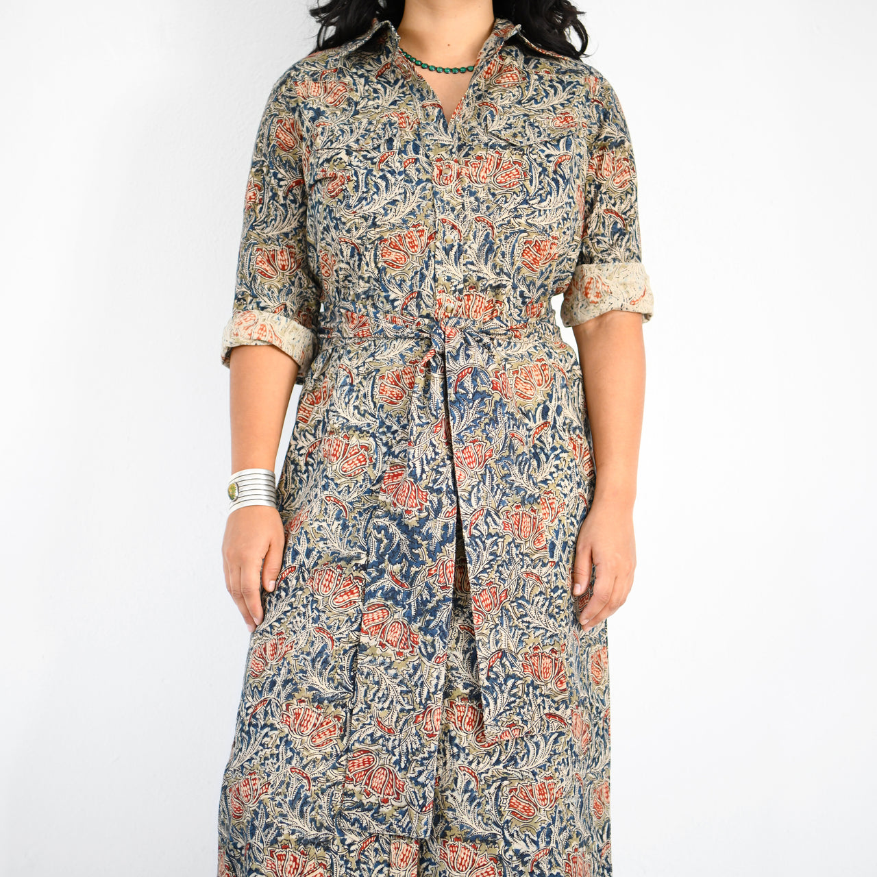 Garza Marfa Kalamkari Western Dress: Trumpet Flower