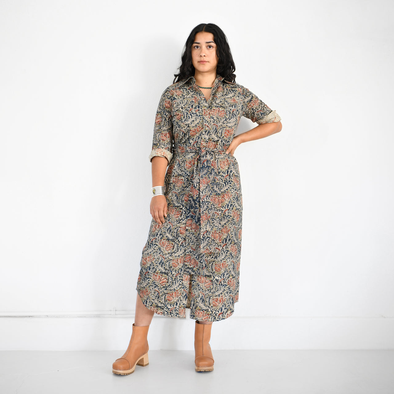 Garza Marfa Kalamkari Western Dress: Trumpet Flower