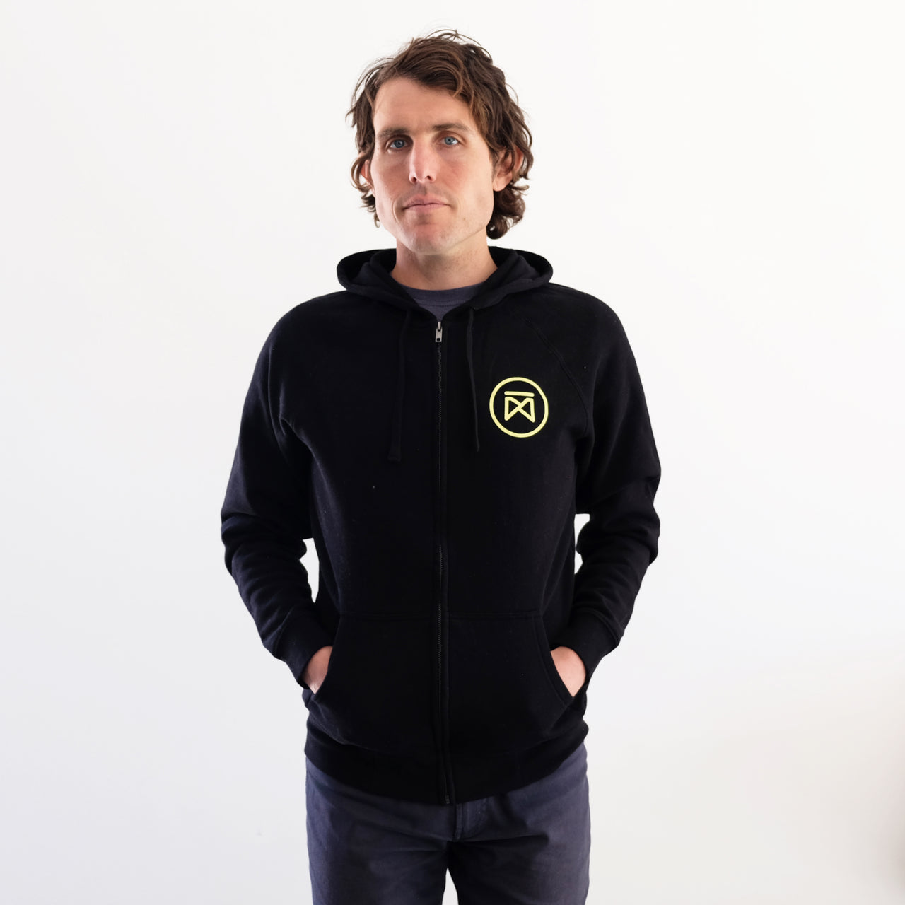 Garza Marfa Black + Pastel Yellow Unisex Zip Hoodie