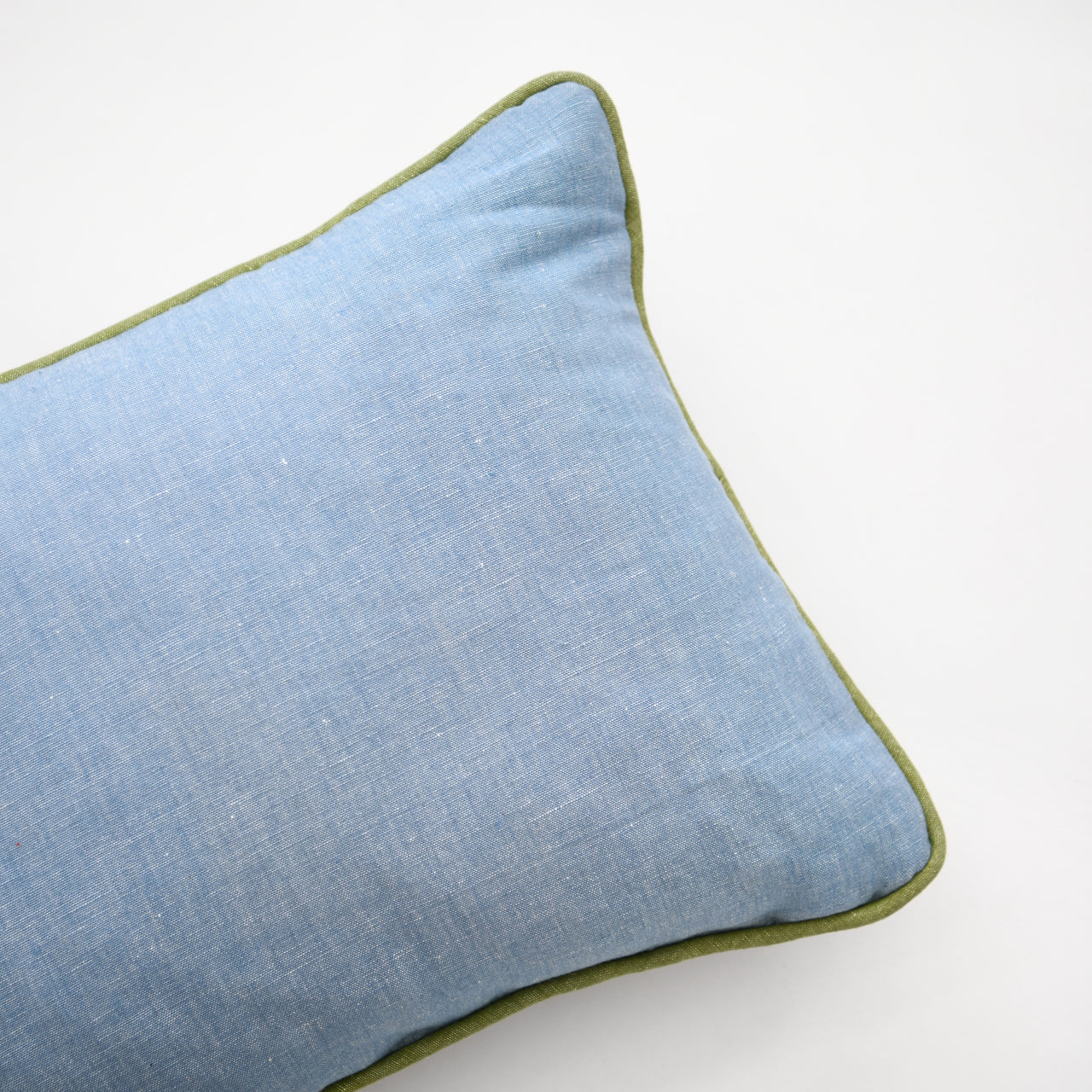 Garza Marfa 14 X 20" Bolster: Denim With Avocado Piping