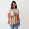 Garza Marfa Cranberry Stripe Cotton Tote Bag