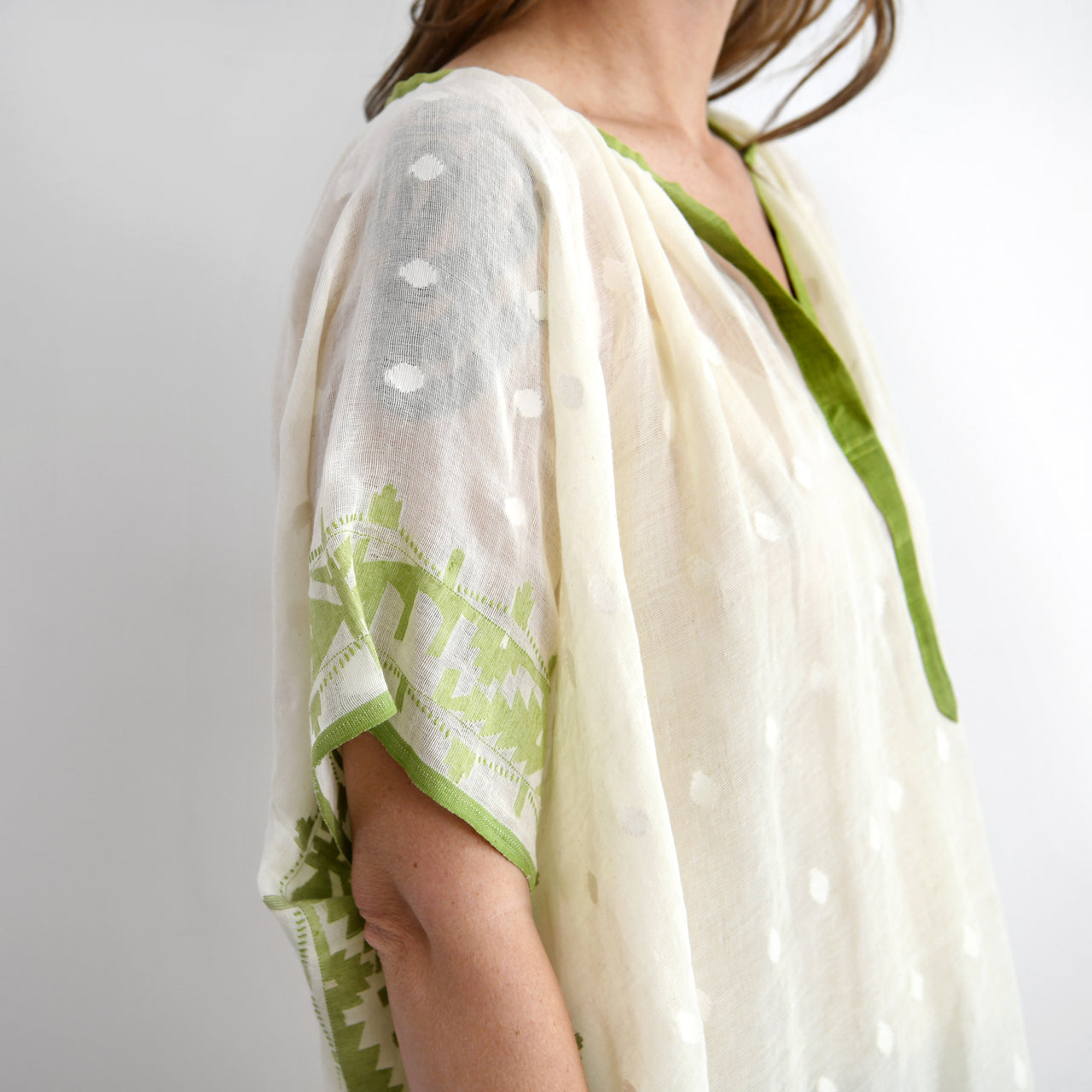 Two New York Caftan : Cream + Lime Motifs