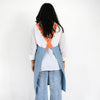 Linen / Cotton Crossback Apron - Denim + Tangerine