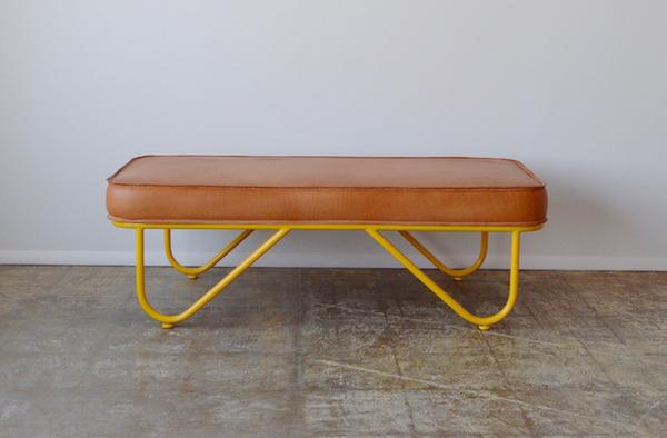 Upholstered Saddle Leather Bench