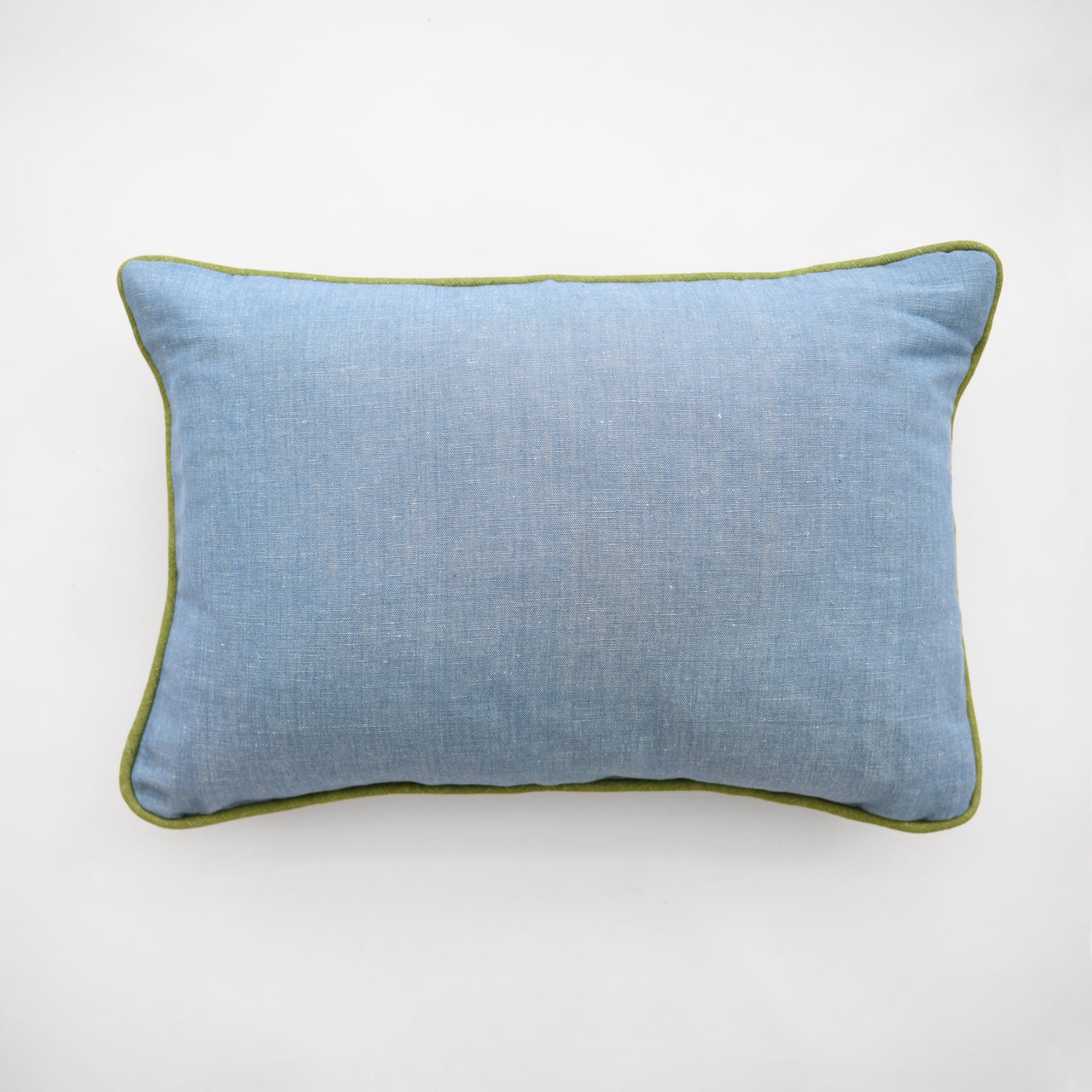 Garza Marfa 14 X 20" Bolster: Denim With Avocado Piping