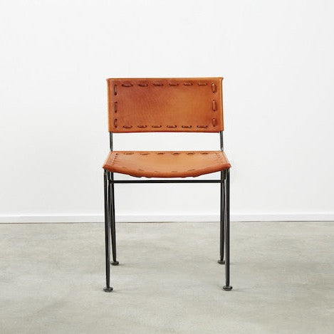 Saddle Leather Low-Back Dining Chair