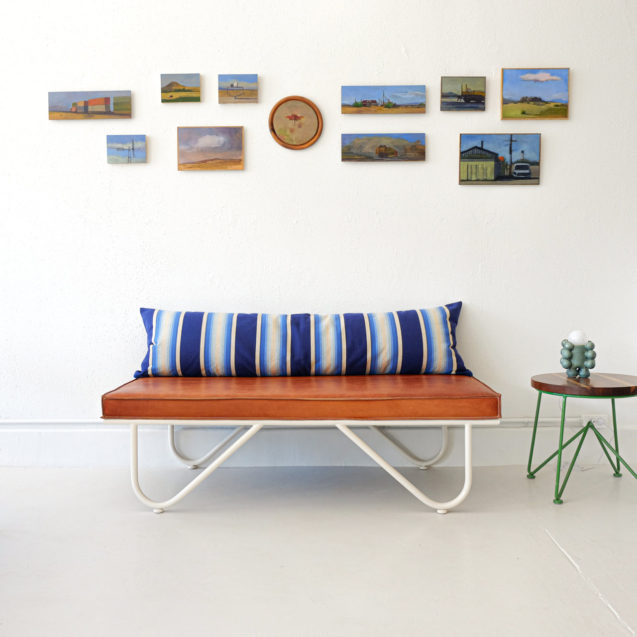 Garza Marfa Cotton Bolster Pillow: Indigo Ombre Stripe