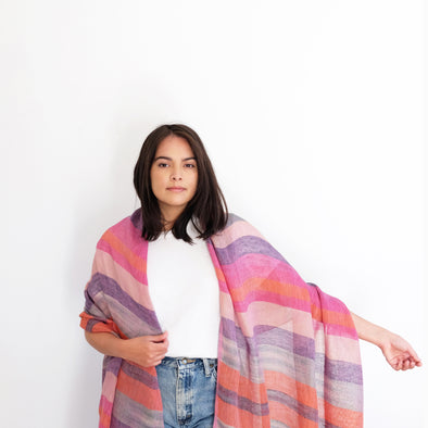 Desert Linen Oversized Scarf - Indigo