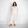 Khadi Tunic Dress - Tan + Cream Sheer Stripe
