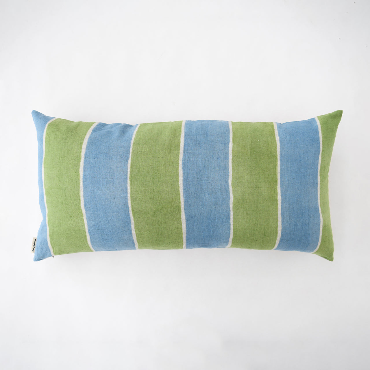 Cathy Callahan 18" x 36" Hand Painted Bolster - Sky Matcha Stripe