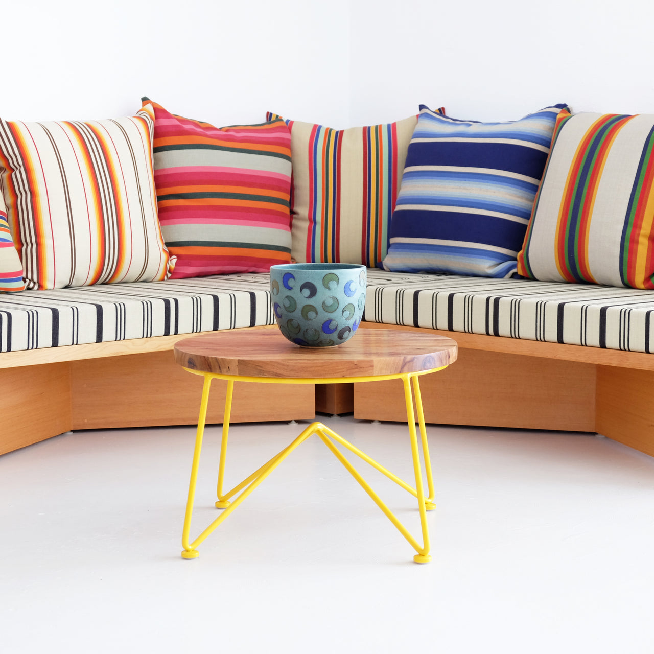 Garza Marfa Square Pillow 26" x 26": Cranberry Stripe