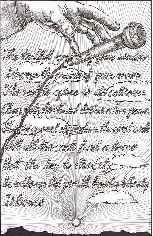 Jamey Garza Ink Drawing - Mic Drop