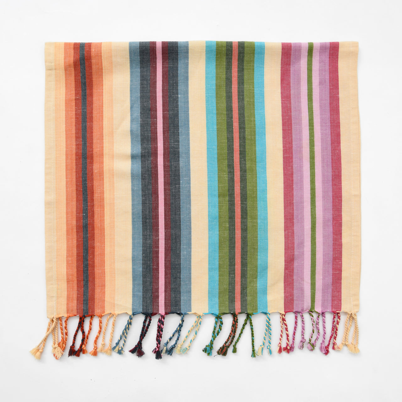 Linen + Cotton Hand Towel - Mini Rainbow Stripe
