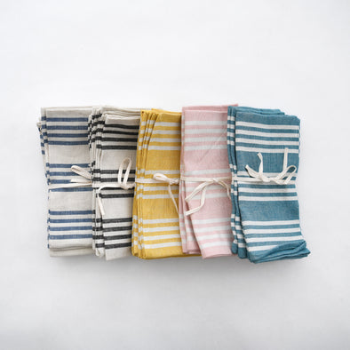 Linen + Cotton Ticking Stripe Napkins, Set of 4