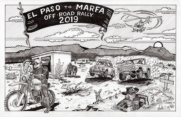 Jamey Garza Ink Drawing -Off Road Rally