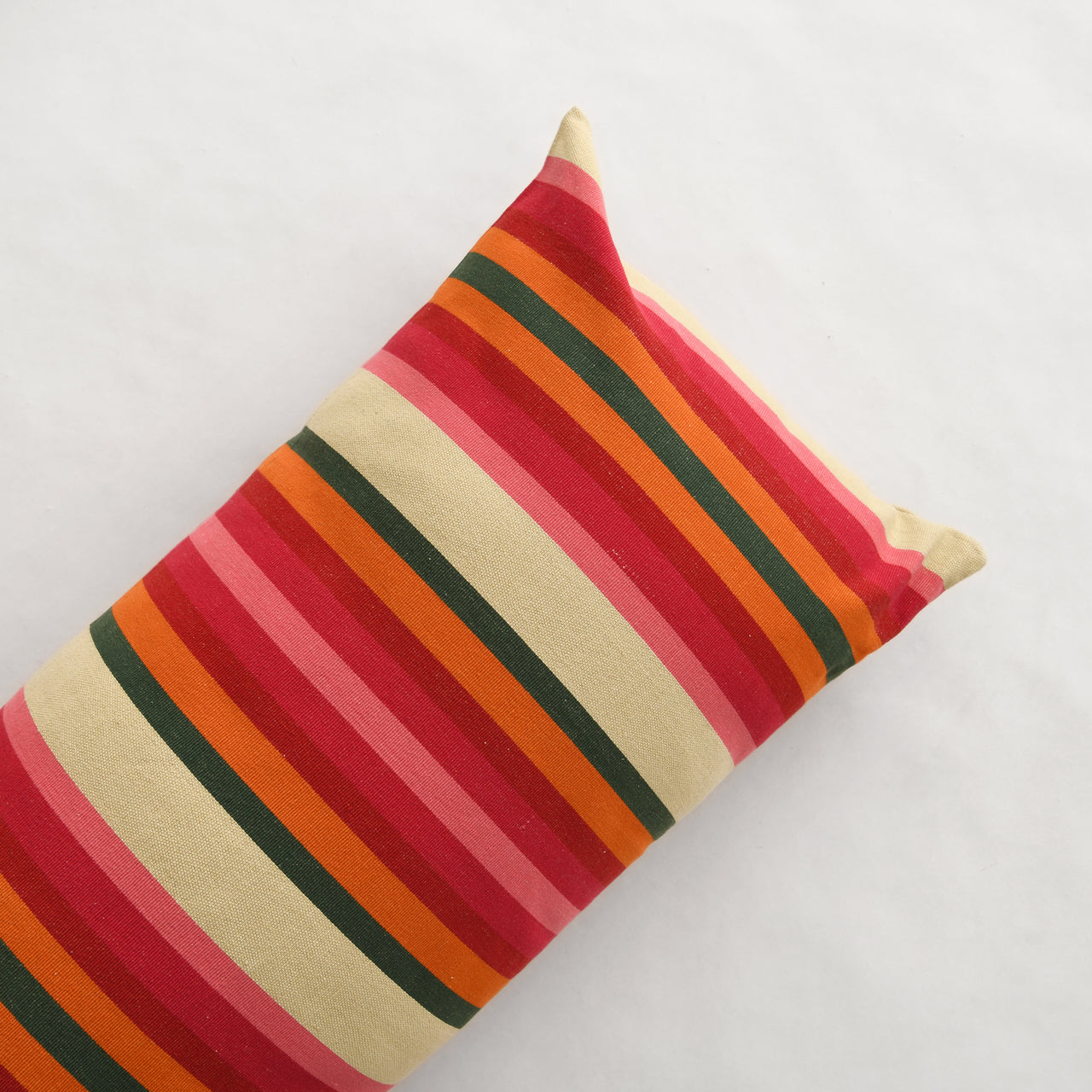 Garza Marfa Cotton Pillow - 18" x 48" Bolster:  Olive + Rosa Stripe
