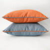 20" Square Denim Pillow -Tangerine Piping